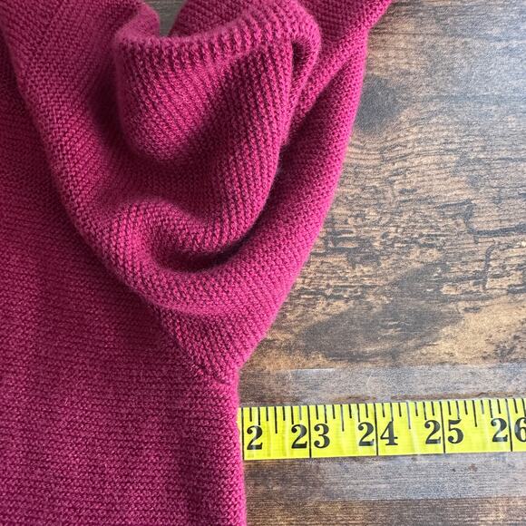 Pure Jill Open Cardigan Medium Dark Red Cotton Wool Lagenlook Quiet Luxury EUC - Picture 5 of 11